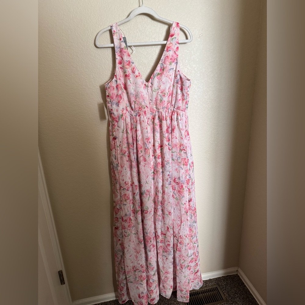 Birdy Grey Laurie Chiffon Bridesmaid Dress Sz XL Pink Falling Petals NEW Plus Sz - Picture 9 of 10